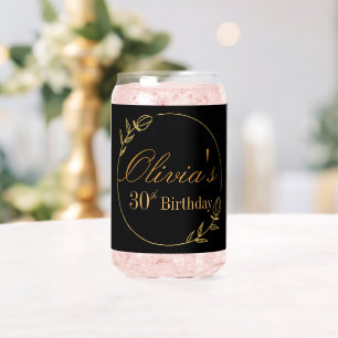 Black and Gold Personalized Can Glass