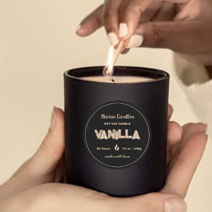 Black and Gold Personalized Candle Label