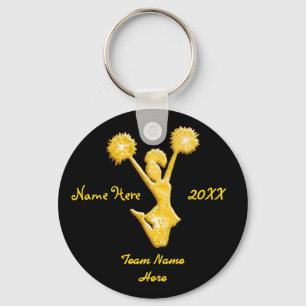 Black and Gold Personalized Cheer Keychains