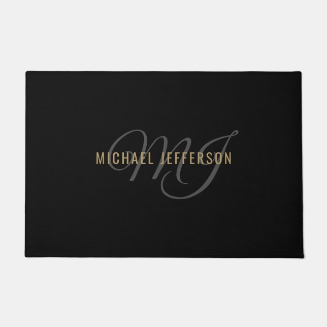  Black and Gold  -Personalized Doormat (Front)