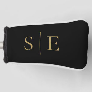 Black And Gold Personalized Elegant Monogram Golf Head Cover