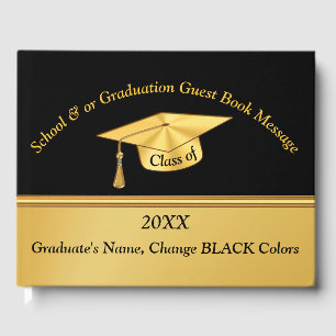 Black and Gold Personalized Graduation Guest Book