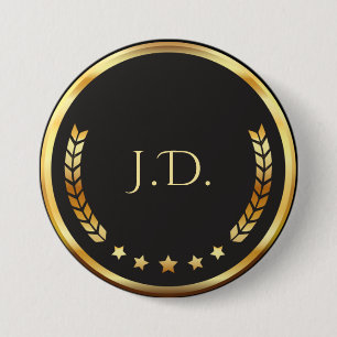 Black and Gold personalized monogram  3 Inch Round Button