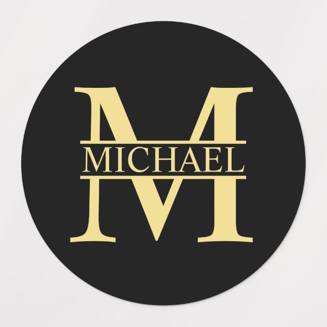 Black and Gold Personalized Monogram and Name (Design 1)