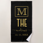 Black and Gold Personalized Monogram and Name Beach Towel<br><div class="desc">Black and Gold Personalized Monogram and Name.</div>