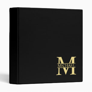 Black and Gold Personalized Monogram and Name Binder