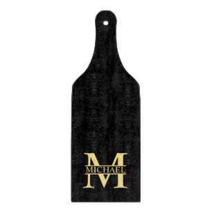 Black and Gold Personalized Monogram and Name Cutting Board