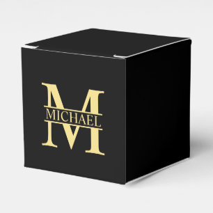 Black and Gold Personalized Monogram and Name Favor Box
