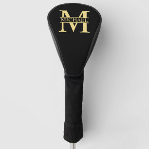 Black and Gold Personalized Monogram and Name Golf Head Cover