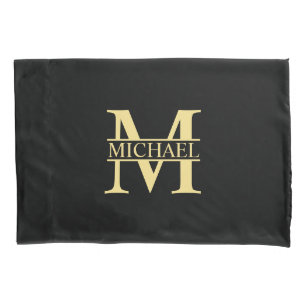 Black and Gold Personalized Monogram and Name Pillowcase