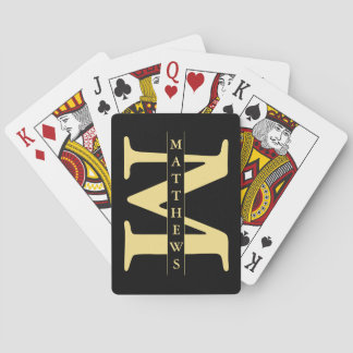 Black and Gold Personalized Monogram and Name Play Playing Cards