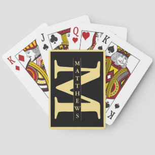 Black and Gold Personalized Monogram and Name Playing Cards