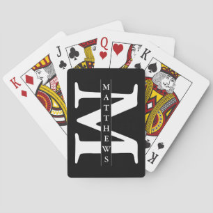 Black and Gold Personalized Monogram and Name Playing Cards