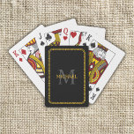 Black and Gold Personalized Monogram and Name Playing Cards<br><div class="desc">Black and Gold Personalized Monogram and Name Bicycle Playing Cards</div>