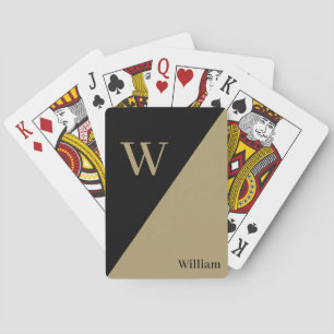 Black and Gold Personalized Monogram and Name Playing Cards