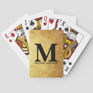 Black and Gold Personalized Monogram Custom Name  Playing Cards