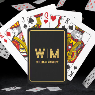 Black and Gold Personalized Monogram & Name Custom Playing Cards