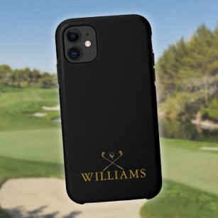 Black And Gold Personalized Name Golf Clubs Case-Mate iPhone Case