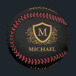 Black and Gold Personalized Stylish Monogram Name Baseball<br><div class="desc">Black and Gold Personalized Stylish Monogram Name. For further customization, please click the "Customize it" button and use our design tool to modify this template.</div>