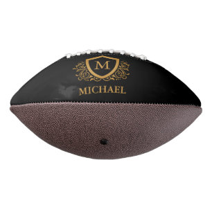 Black and Gold Personalized Stylish Monogram Name Football