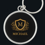 Black and Gold Personalized Stylish Monogram Name Keychain<br><div class="desc">Black and Gold Personalized Stylish Monogram Name. For further customization,  please click the "Customize it" button and use our design tool to modify this template.</div>