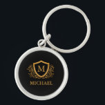Black and Gold Personalized Stylish Monogram Name Keychain<br><div class="desc">Black and Gold Personalized Stylish Monogram Name. For further customization,  please click the "Customize it" button and use our design tool to modify this template.</div>