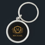 Black and Gold Personalized Stylish Monogram Name Keychain<br><div class="desc">Black and Gold Personalized Stylish Monogram Name. For further customization,  please click the "Customize it" button and use our design tool to modify this template.</div>