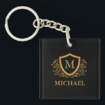 Black and Gold Personalized Stylish Monogram Name Keychain<br><div class="desc">Black and Gold Personalized Stylish Monogram Name. For further customization, please click the "Customize it" button and use our design tool to modify this template.</div>