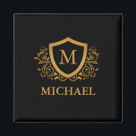 Black and Gold Personalized Stylish Monogram Name Magnet<br><div class="desc">Black and Gold Personalized Stylish Monogram Name. For further customization,  please click the "Customize it" button and use our design tool to modify this template.</div>