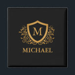 Black and Gold Personalized Stylish Monogram Name Magnet<br><div class="desc">Black and Gold Personalized Stylish Monogram Name. For further customization,  please click the "Customize it" button and use our design tool to modify this template.</div>