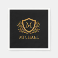 Black and Gold Personalized Stylish Monogram Name