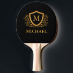 Black and Gold Personalized Stylish Monogram Name Ping Pong Paddle<br><div class="desc">Black and Gold Personalized Stylish Monogram Name. For further customization,  please click the "Customize it" button and use our design tool to modify this template.</div>