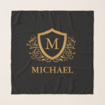 Black and Gold Personalized Stylish Monogram Name Scarf<br><div class="desc">Black and Gold Personalized Stylish Monogram Name. For further customization,  please click the "Customize it" button and use our design tool to modify this template.</div>