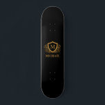 Black and Gold Personalized Stylish Monogram Name Skateboard<br><div class="desc">Black and Gold Personalized Stylish Monogram Name. For further customization,  please click the "Customize it" button and use our design tool to modify this template.</div>