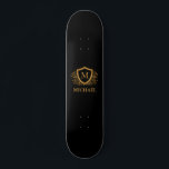 Black and Gold Personalized Stylish Monogram Name Skateboard<br><div class="desc">Black and Gold Personalized Stylish Monogram Name. For further customization, please click the "Customize it" button and use our design tool to modify this template.</div>