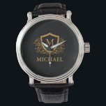 Black and Gold Personalized Stylish Monogram Name Watch<br><div class="desc">Black and Gold Personalized Stylish Monogram Name. For further customization, please click the "Customize it" button and use our design tool to modify this template.</div>