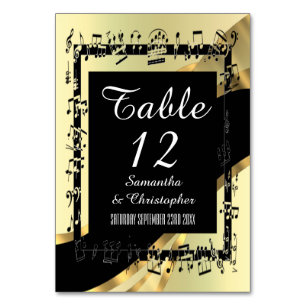 Black and gold personalized table number