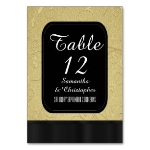 Black and gold personalized table number