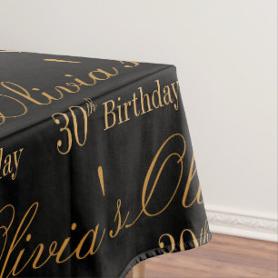 Black and Gold Personalized Tablecloth