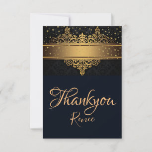 Black and Gold Personalized Thank You Card