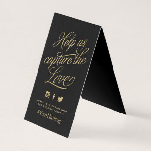 Black and Gold Personalized Wedding Hashtag Sign