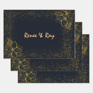 Black and Gold Personalized Wrapping Paper 