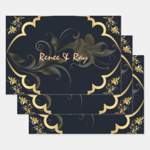 Black and Gold Personalized Wrapping Paper