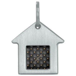 Black and Gold Pet ID Tag with Custom Name