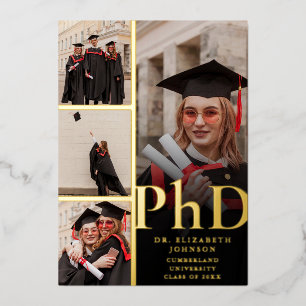 Black And Gold Photo Collage PhD Graduation Party
