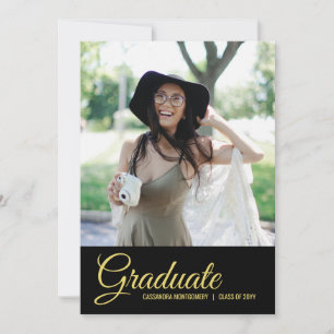 Black and Gold Photo Graduation Announcement