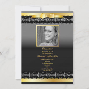 Black and Gold Photo Graduation Invitation