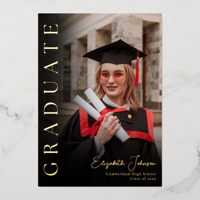 Black And Gold Photo Graduation Party (Front)