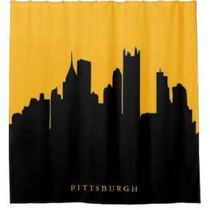 Black and Gold Pittsburgh City Skyline View
