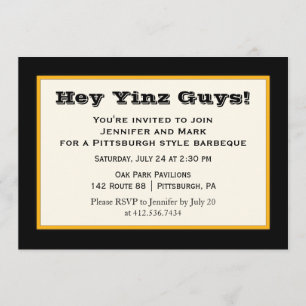 Black and Gold Pittsburgh Style Yinz Party Invitation